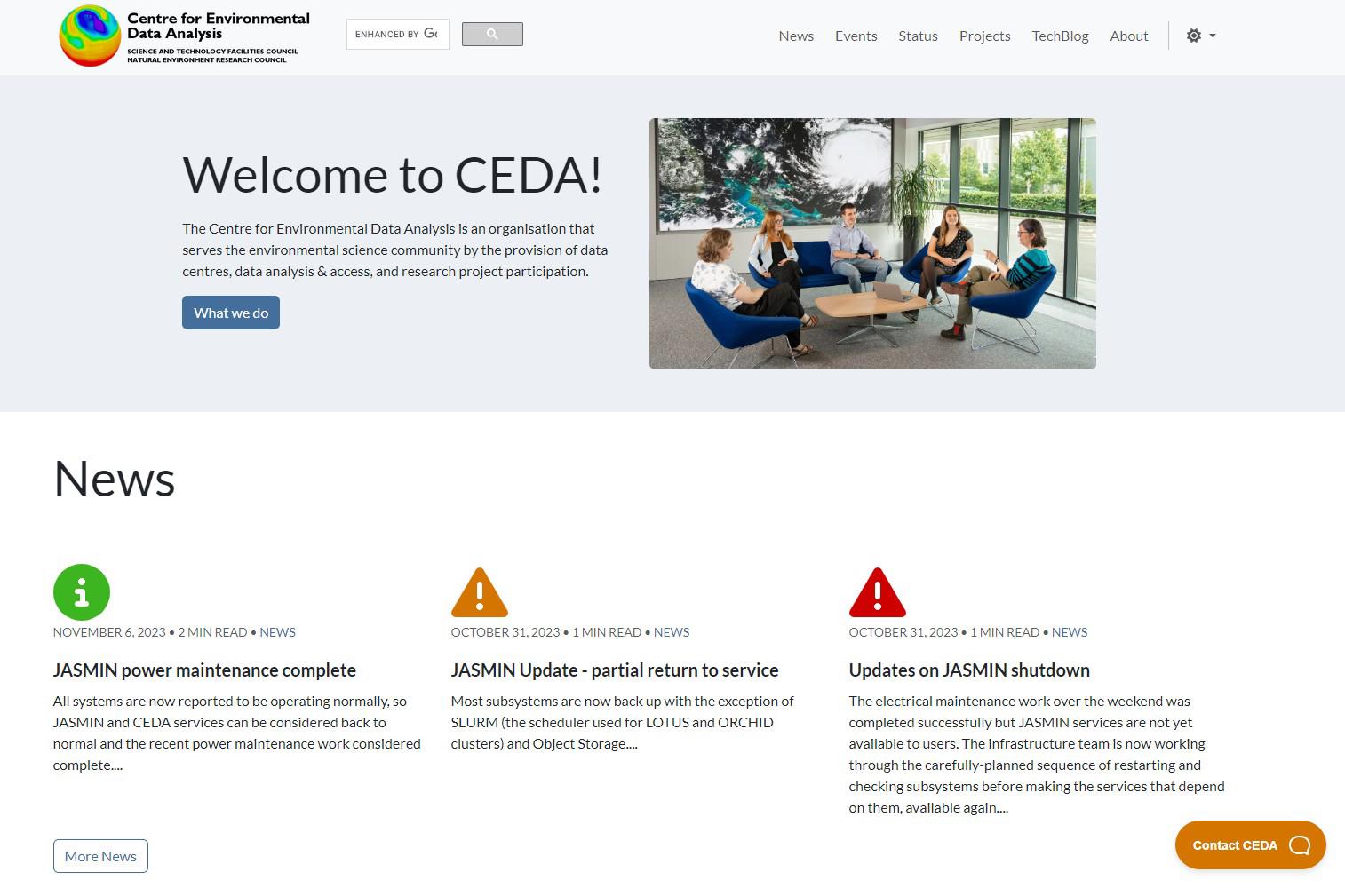 The new front page of the CEDA website